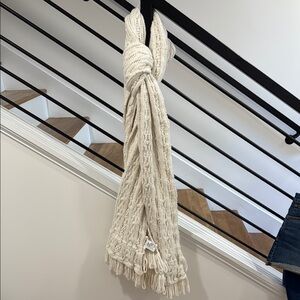Anthropologie Cozy Cream Knit Scarf